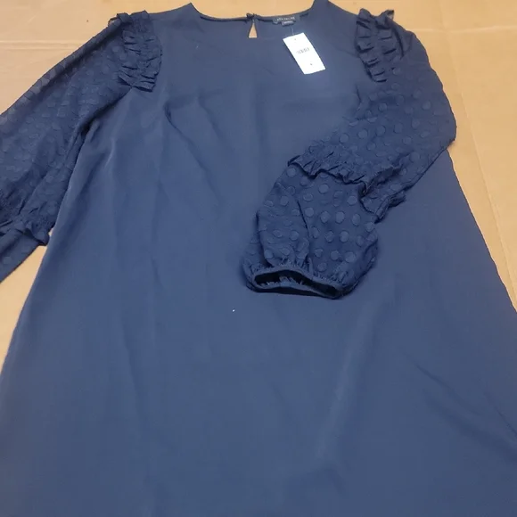 Ann Taylor Chiffon Bubble Sleeve Midi Casual Cocktail Blue Dress New With Tags! - Picture 1 of 5